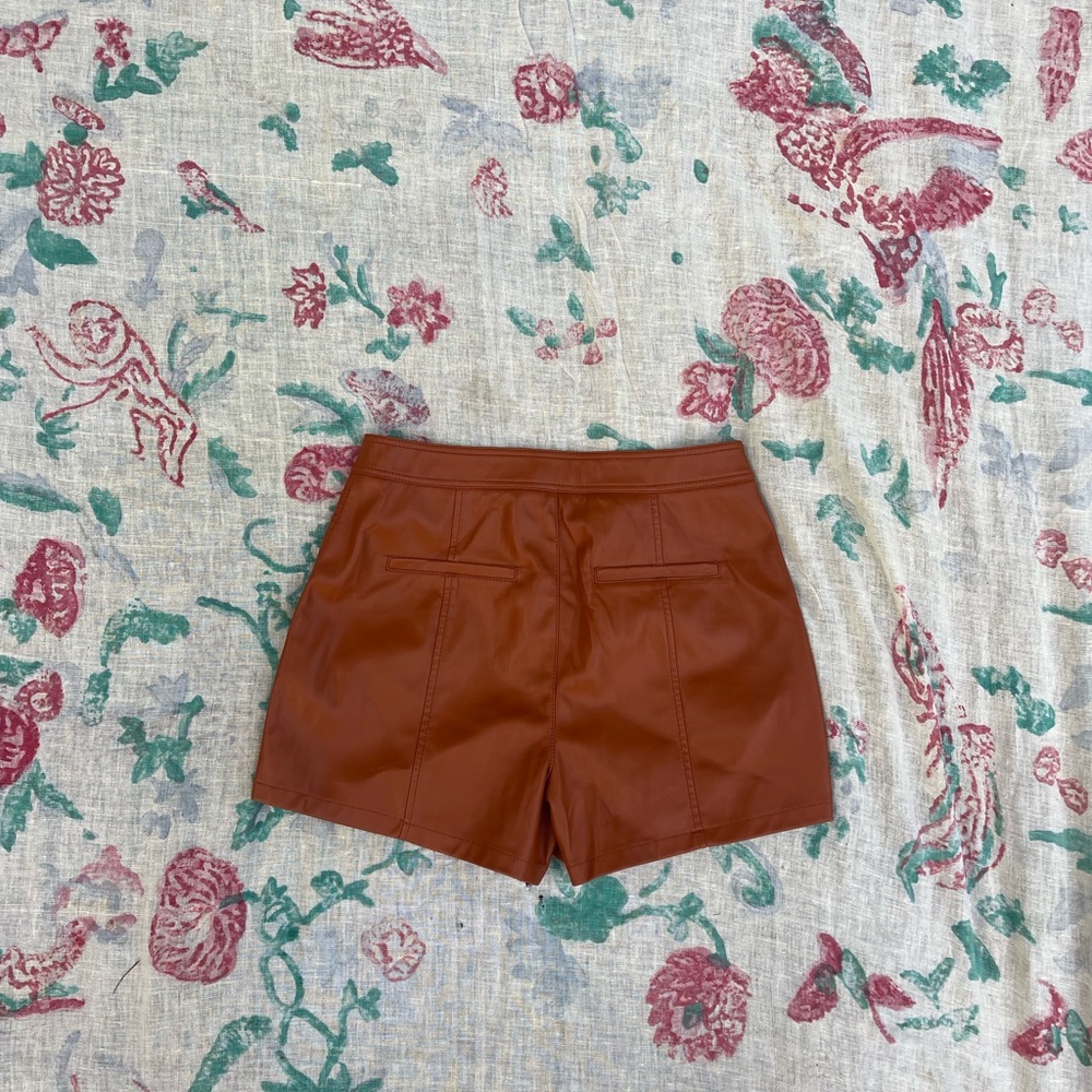 anthropologie brown vegan leather short and jacket set - Picture 5 of 8